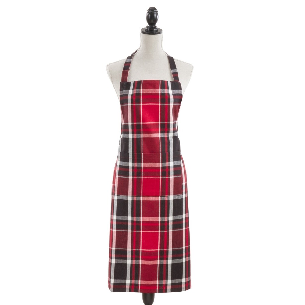Saro Lifestyle‎ Jarret Collection Holiday Plaid Apron Red Black 24" x 36"